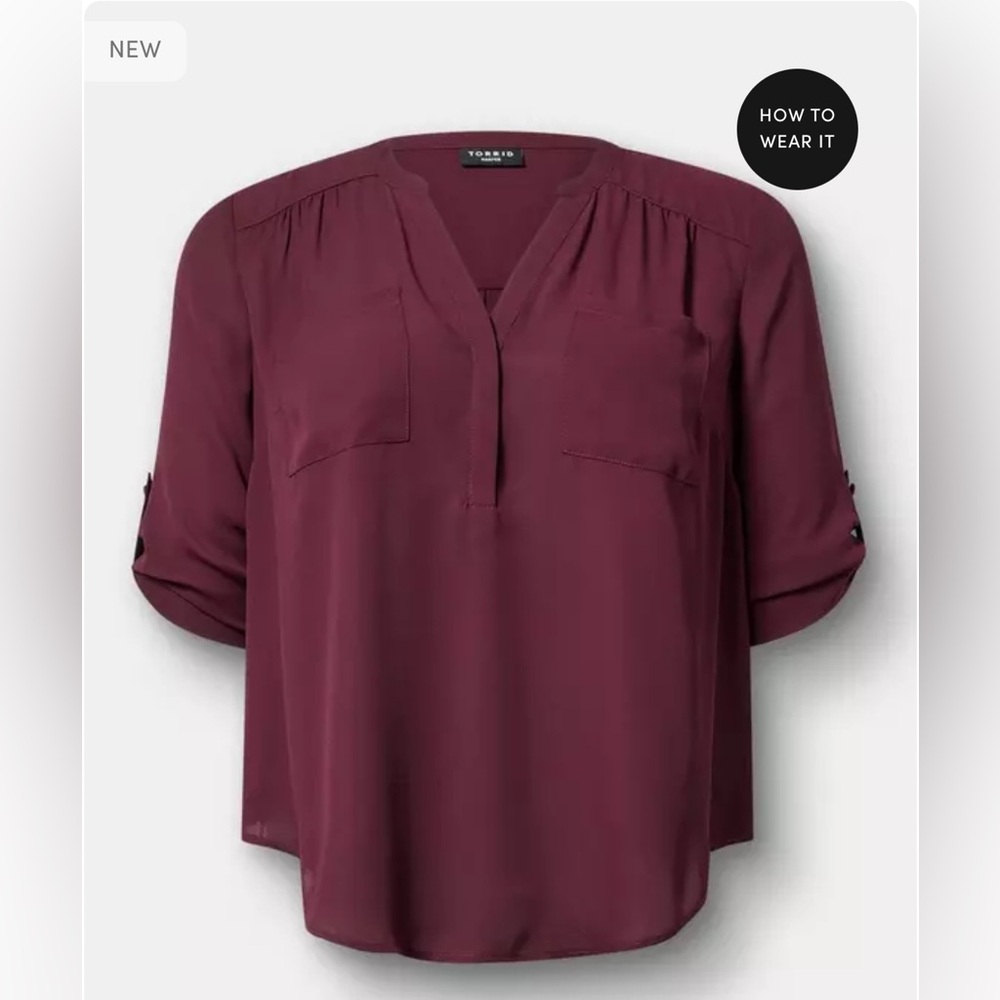 Torrid Deep Burgundy Blouse Geogette size 3 (22/24)